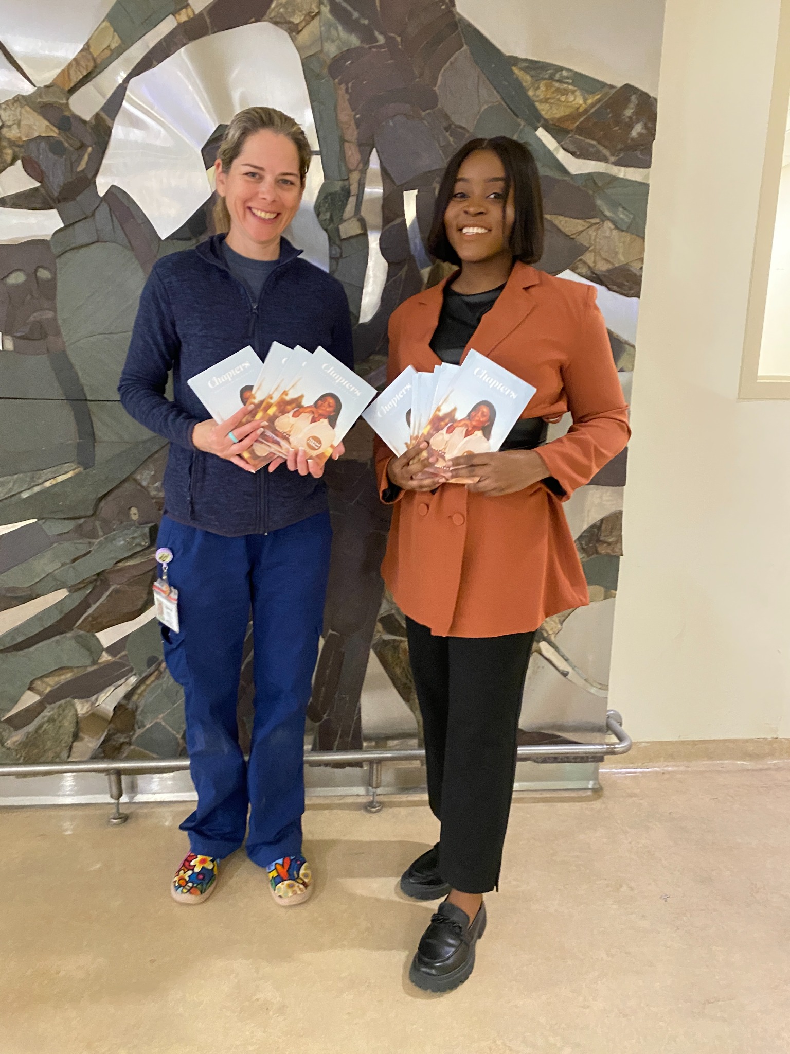 CHAPTERS materials with a hospital partner and founder.